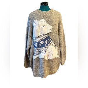 Womens RARE VTG. EXPRESS Tricot Handknitted Angora/wool Polar Bear Sweater L